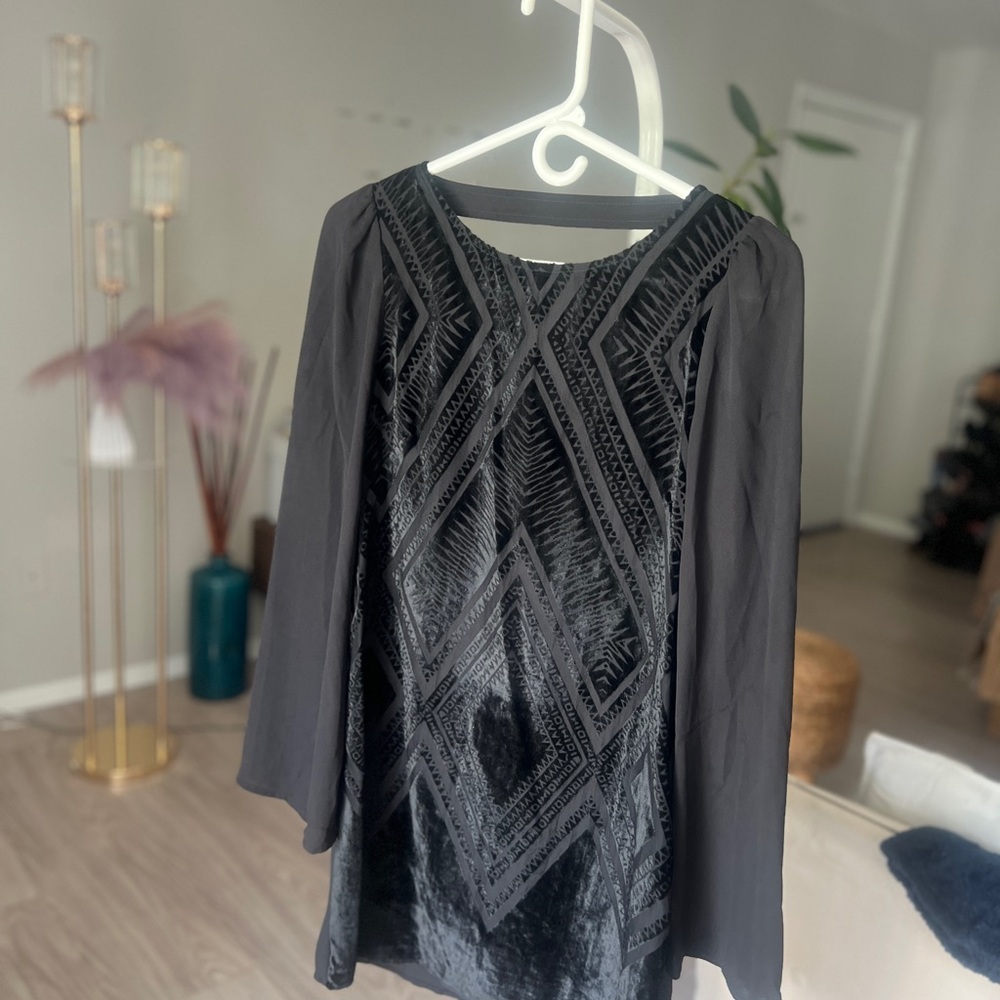 Express Black Velvet & Chiffon Mini Dress – Size XS
